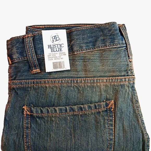 RUSTIC BLUE Brand 18 Boys Bootcut Denim Jeans Vintage Tint Adjustable Waist NWT - Picture 3 of 14